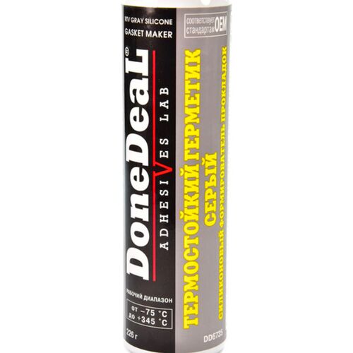 Done Deal OEM Gray RTV Silicone Gasket Maker термостійкий до +345 ° Сірий герметик формувач прокладок 226 г, зображення 2