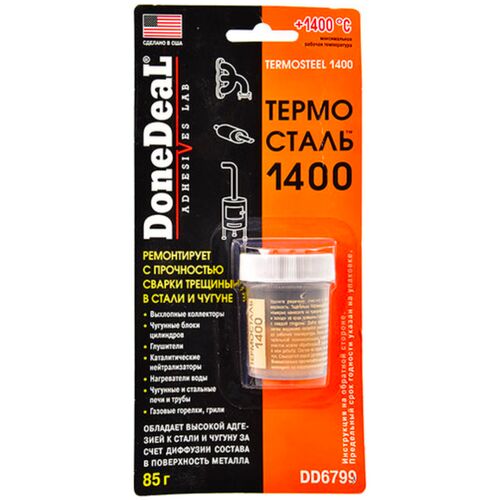 Done Deal Termosteel 1400 сверхпрочный термостойкий герметик до 1400 °С Термосталь 85 г