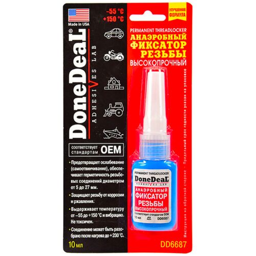 Done Deal Permanent Threadlocker червоний анаеробний фіксатор різьблення високоміцний 10 мл