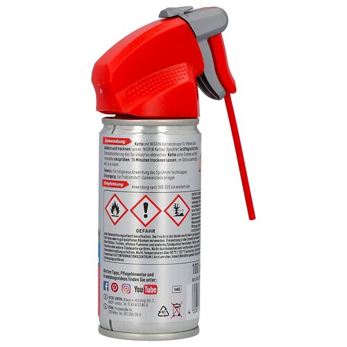 NIGRIN Ketten-Sprühfett полностью синтетическая смазка для цепи мотоцикла (Германия) 100 мл, изображение 2