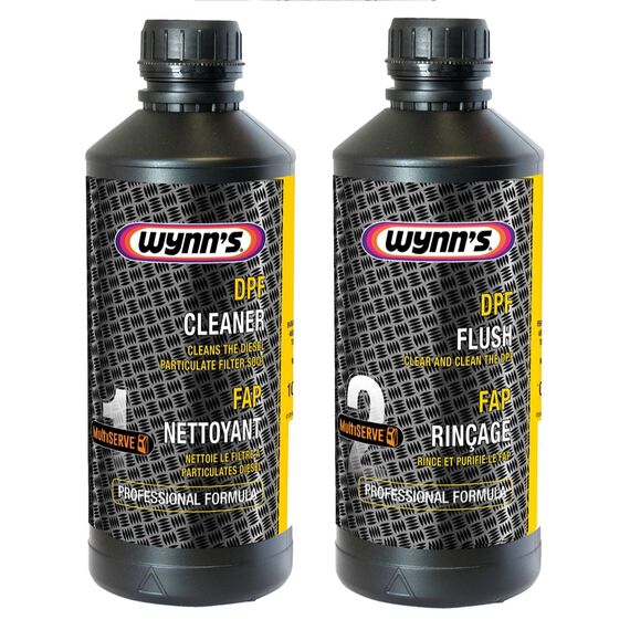 WYNNS DPF Cleaner + DPF Flush Professional Formula очисник та промивання фільтра сажі 2х1 л