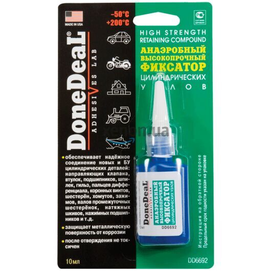 Done Deal High Strength Retaining Compound зеленый анаэробный фиксатор цилиндрических узлов 10 мл
