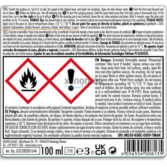 Очиститель кондиционера антибактериальный с ароматом Havana Love SONAX Klima Power Cleaner AirAid, 100 мл (323800), изображение 5