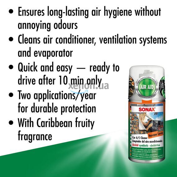 Очиститель кондиционера антибактериальный с ароматом Havana Love SONAX Klima Power Cleaner AirAid, 100 мл (323800), изображение 9