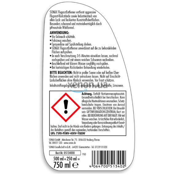 SONAX Flugrost Entferner перетворювач та очищувач іржі 750 мл, Обʼєм: 750 мл, зображення 5